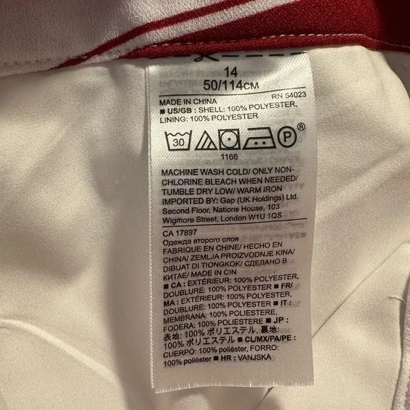 Banana Republic Blake Women's Red White Striped Wide Leg Pants Size 14 - Picture 9 of 9